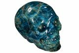 Polished, Bright Blue Apatite Skull - Madagascar #118090-1